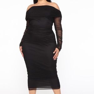 Fashion Nova Top Trend Ruched Maxi Dress Black Size 3XL